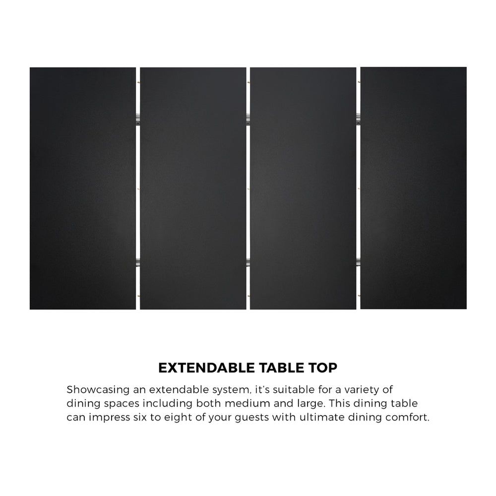 Oikiture 180cm Extendable Dining Table Wooden Furniture Walunt & Black
