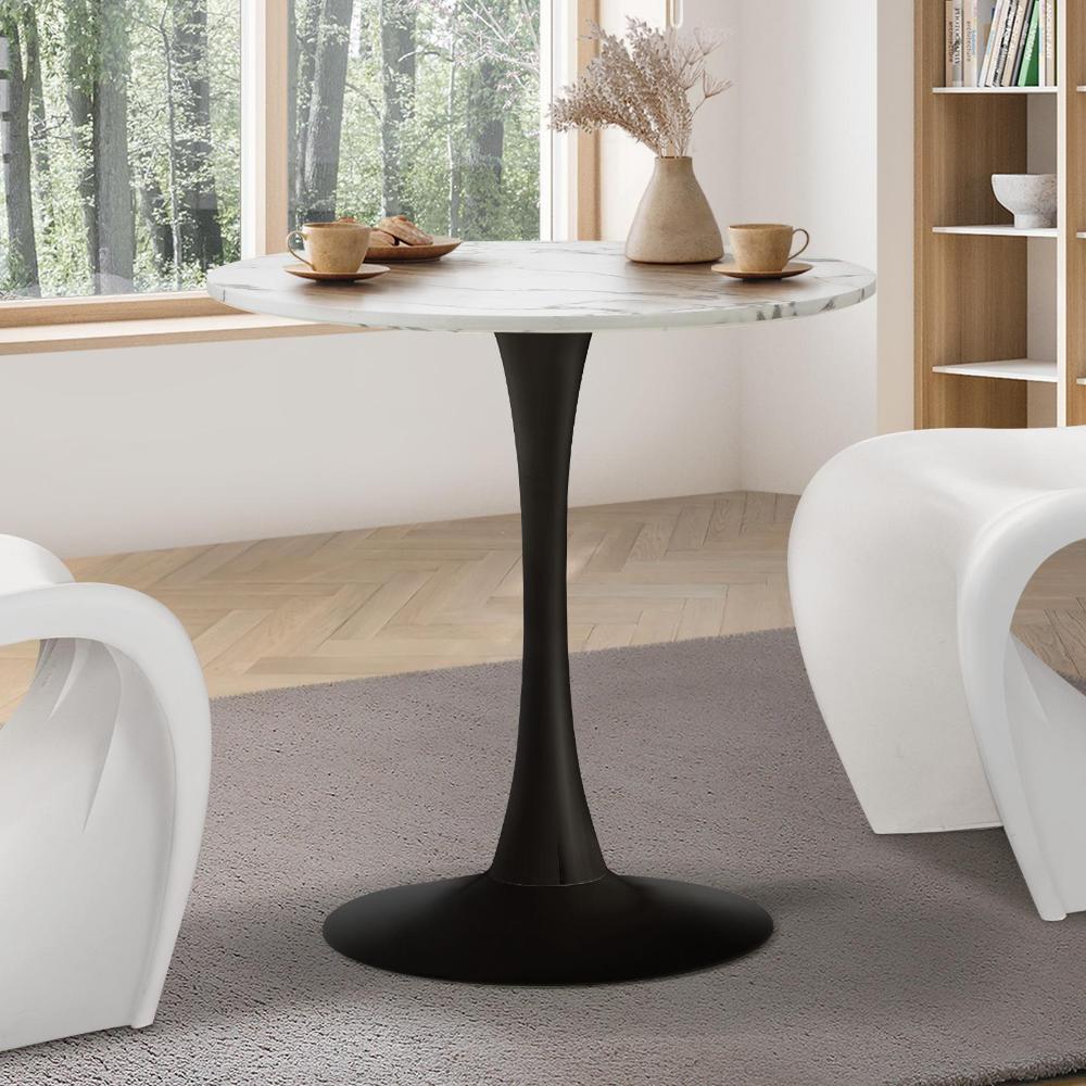60cm Dining Table Marble Tulip Shape White&Black