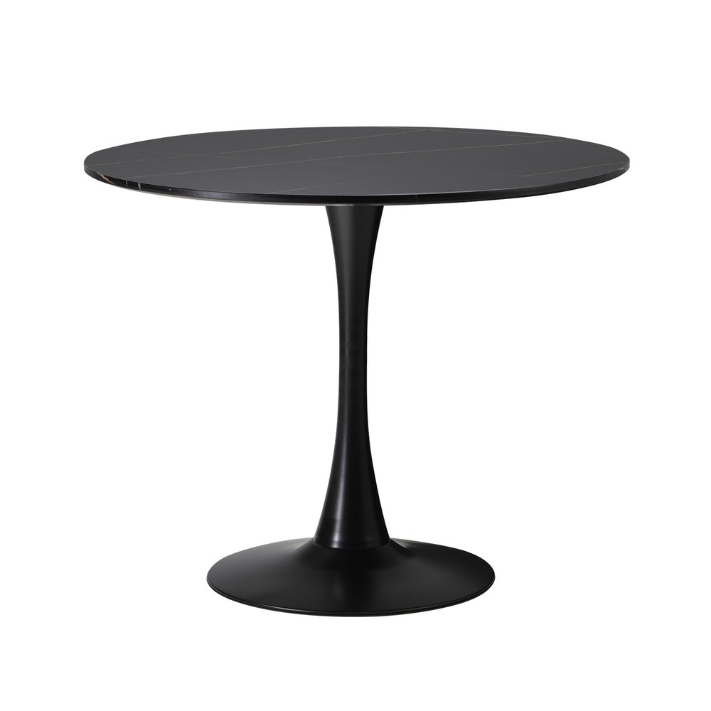 90cm Dining Table Tulip Shape Base Black