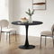 Oikiture 90cm Round Dining Table Black Tulip Pedestal Modern Kitchen Table