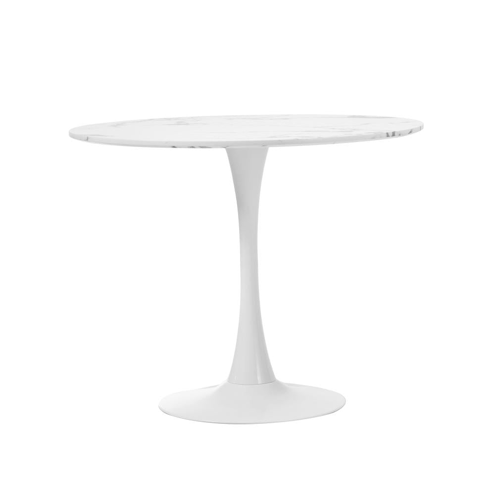 90cm Dining Table Marble Tulip Shape White