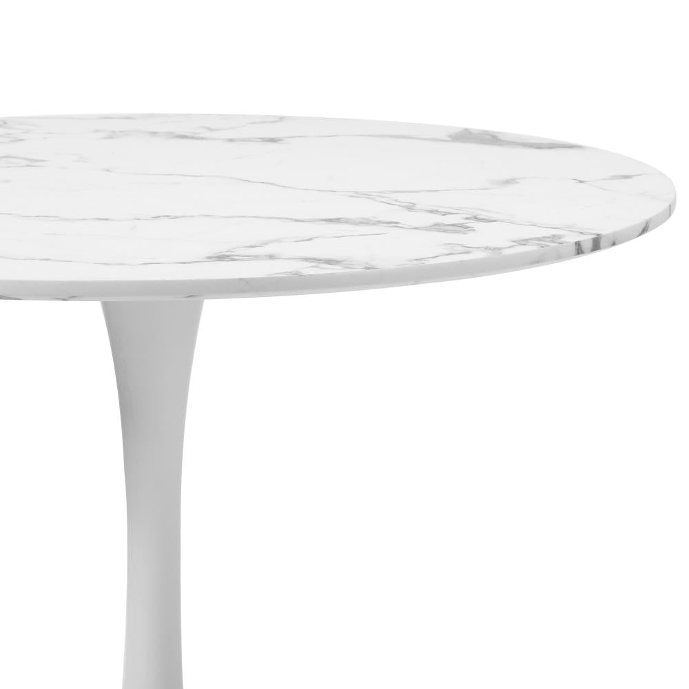 90cm Dining Table Marble Tulip Shape White