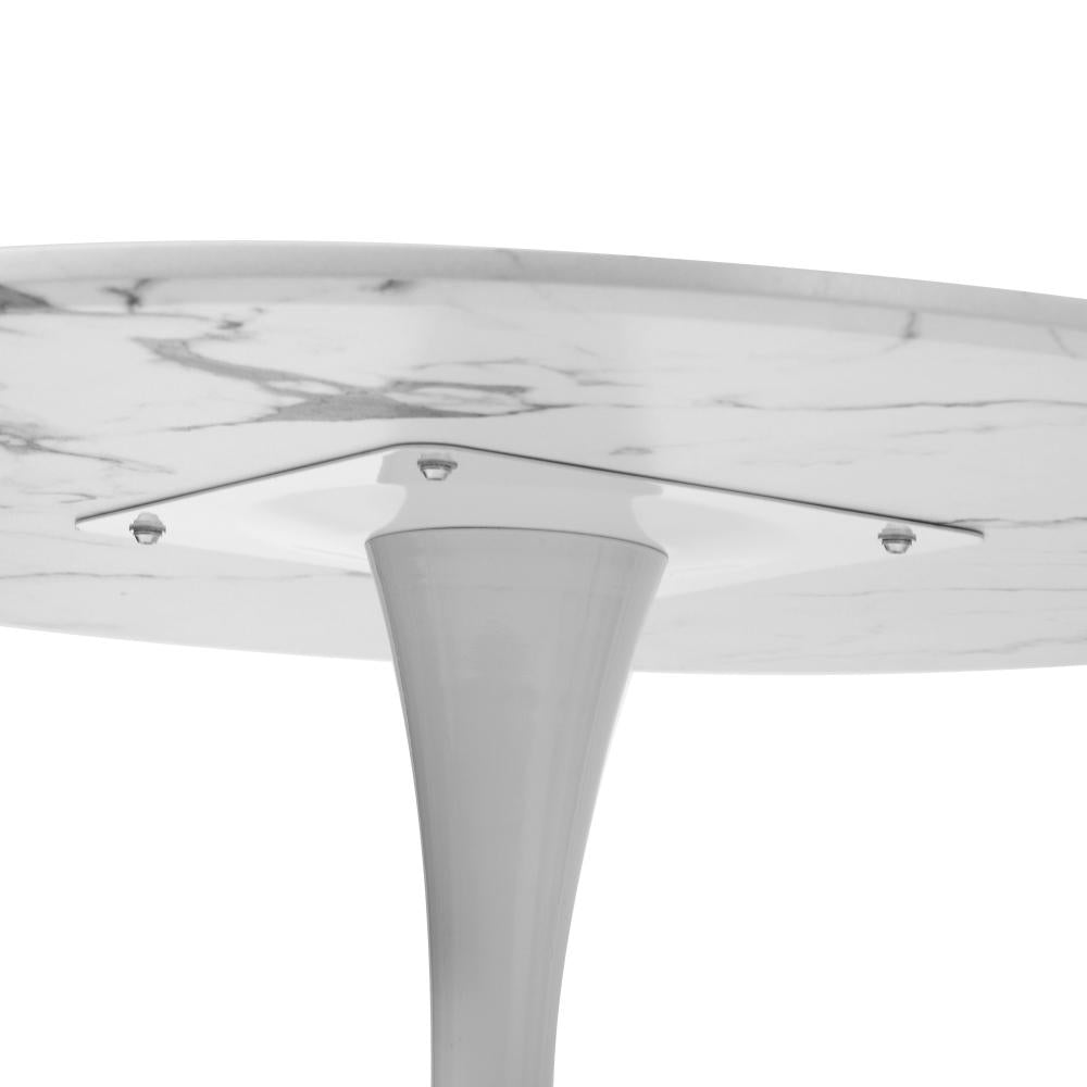 90cm Dining Table Marble Tulip Shape White