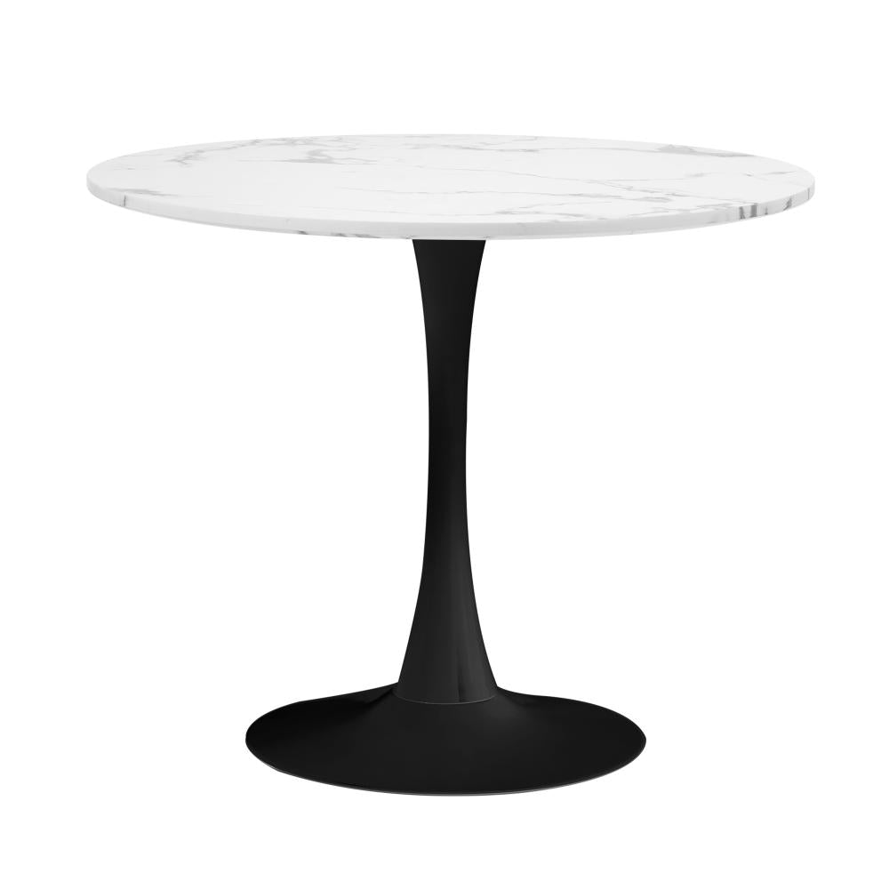 90cm Dining Table Marble Tulip Shape White&Black