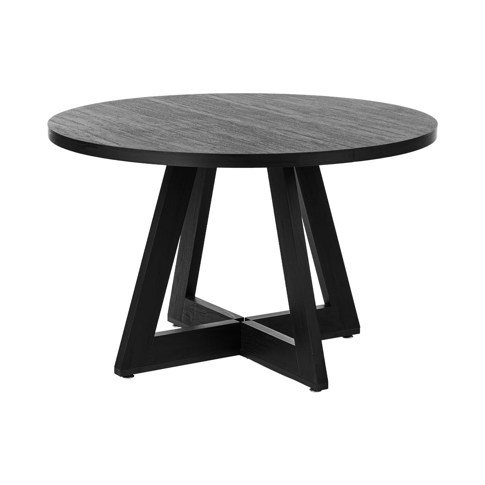 120cm Round Dining Table – Designer Style, Cross‑Linked Base, Black
