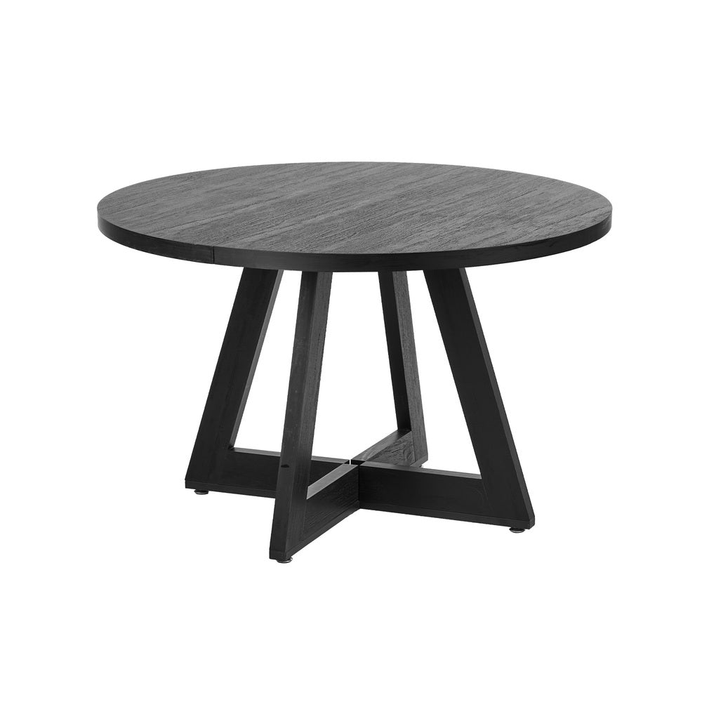 120cm Round Dining Table – Designer Style, Cross‑Linked Base, Black