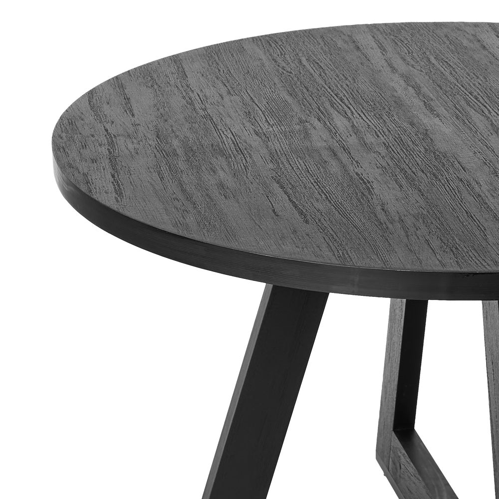 120cm Round Dining Table – Designer Style, Cross‑Linked Base, Black