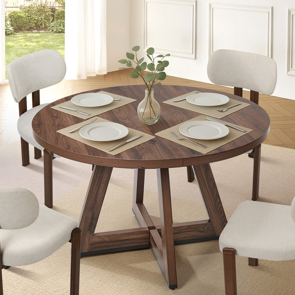 120cm Round Dining Table Wooden Kitchen Furniture Walnut