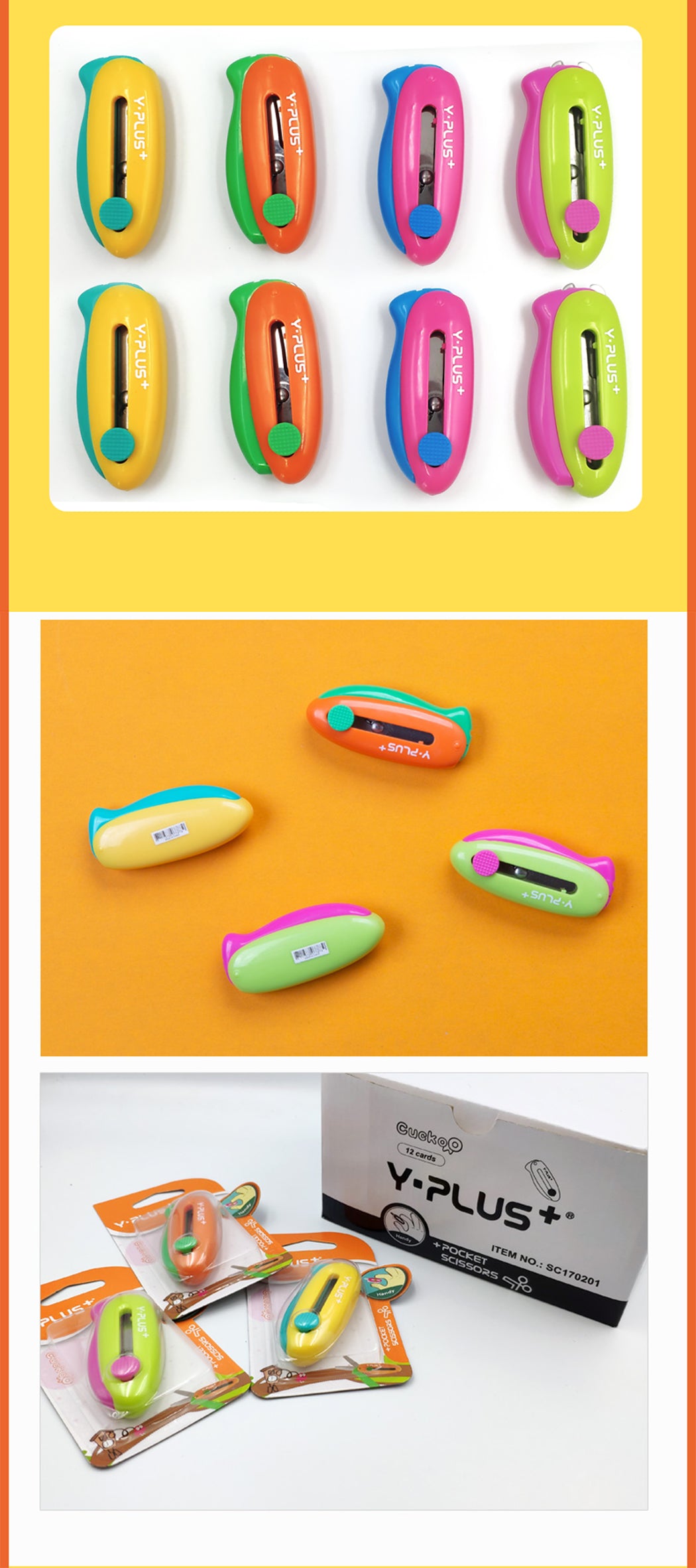 YPlus Cuckoo Spring-Action pocket Scissors-1973194200086351874