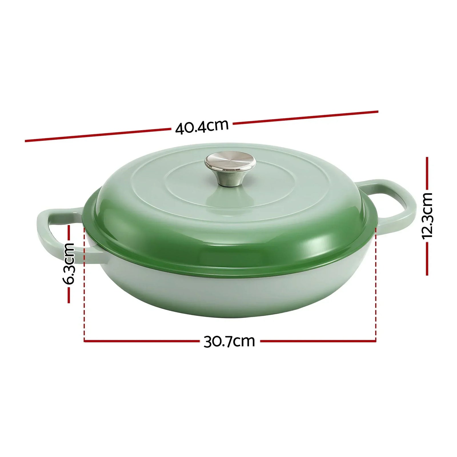 Enameled Cast Iron Dutch Oven – 3.3L, Green, Bread Baking, Oven‑Safe