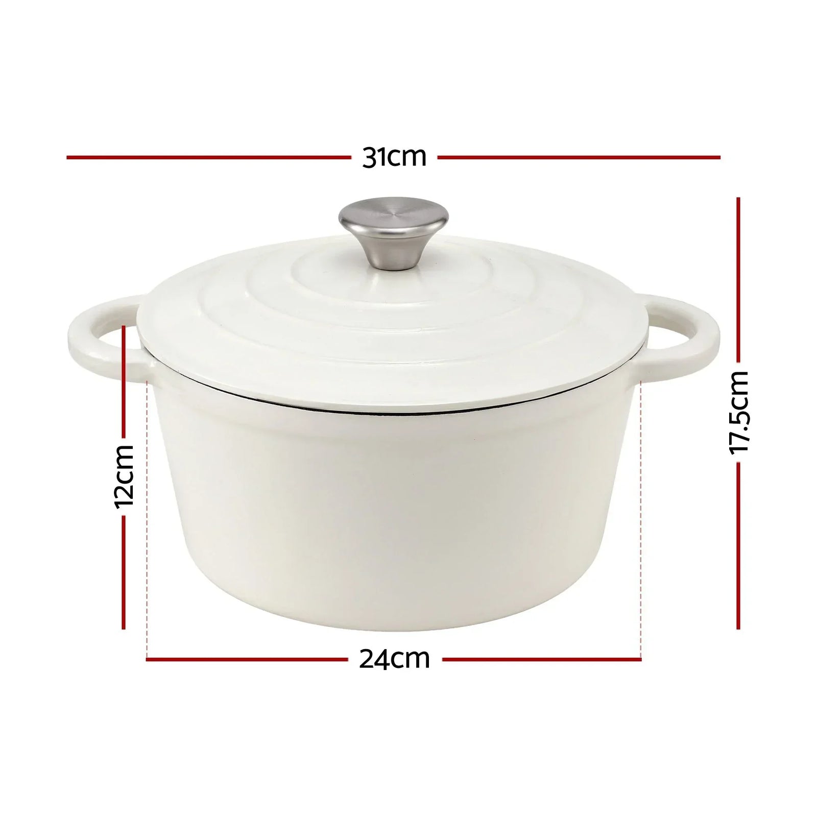 Enameled Cast Iron Dutch Oven – 3.8L, White, Bread Baking, Oven‑Safe