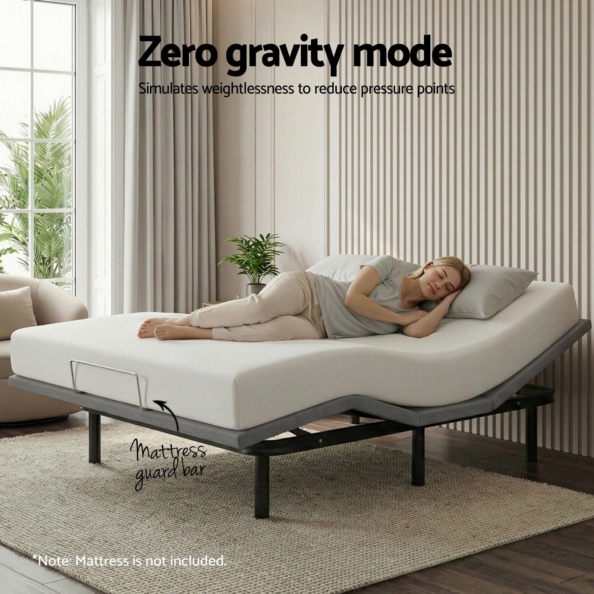 Adjustable Bed Frame Double Size Electric Bed Base Wireless Remote Control Zero Gravity Power Bed Foundation