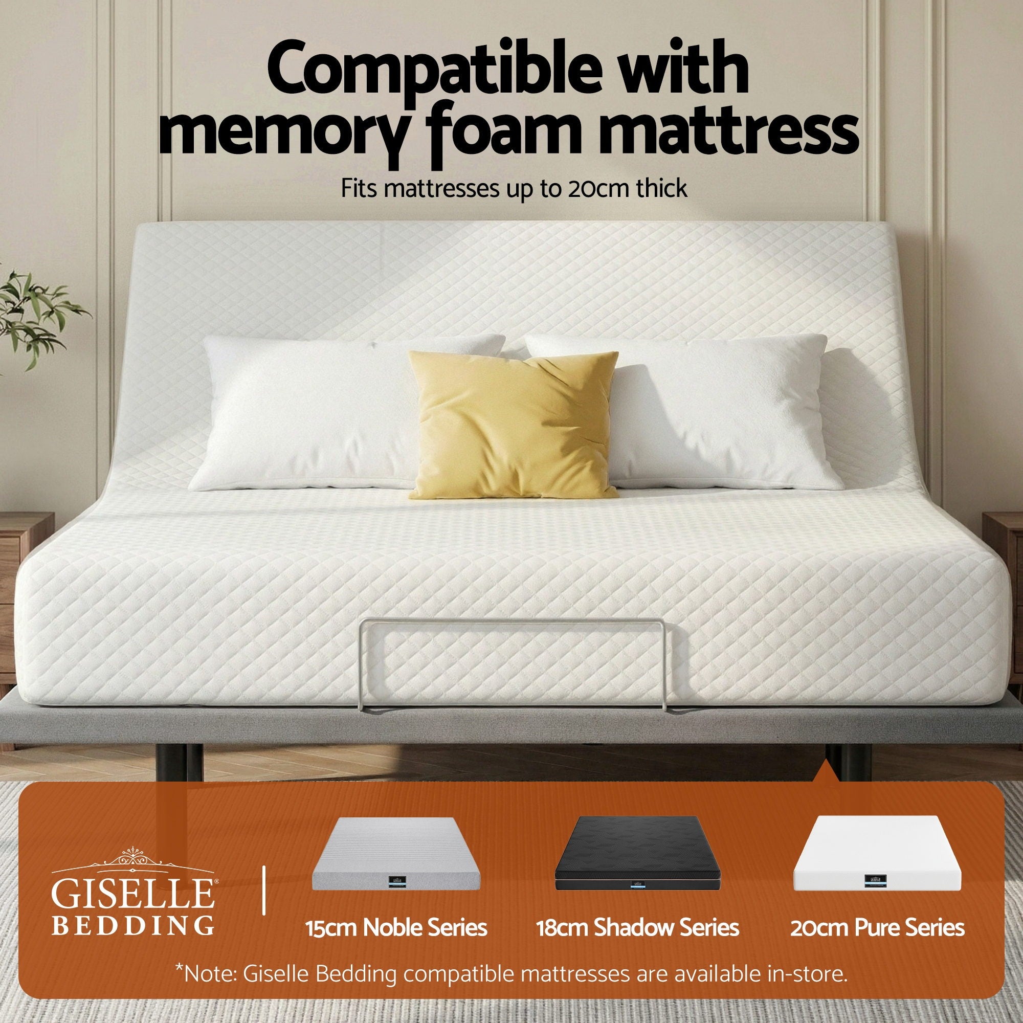 Adjustable Bed Frame Double Size Electric Bed Base Wireless Remote Control Zero Gravity Power Bed Foundation