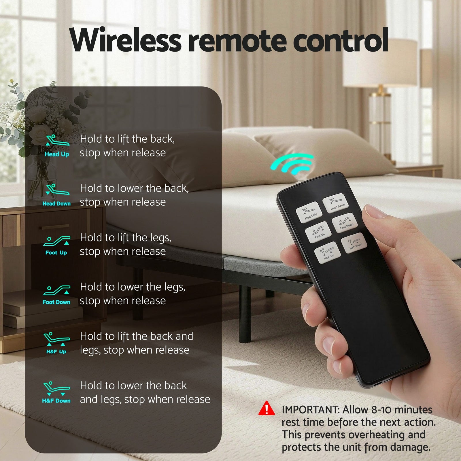 Adjustable Bed Frame King Size Electric Bed Base Wireless Remote Control Zero Gravity Power Bed Foundation