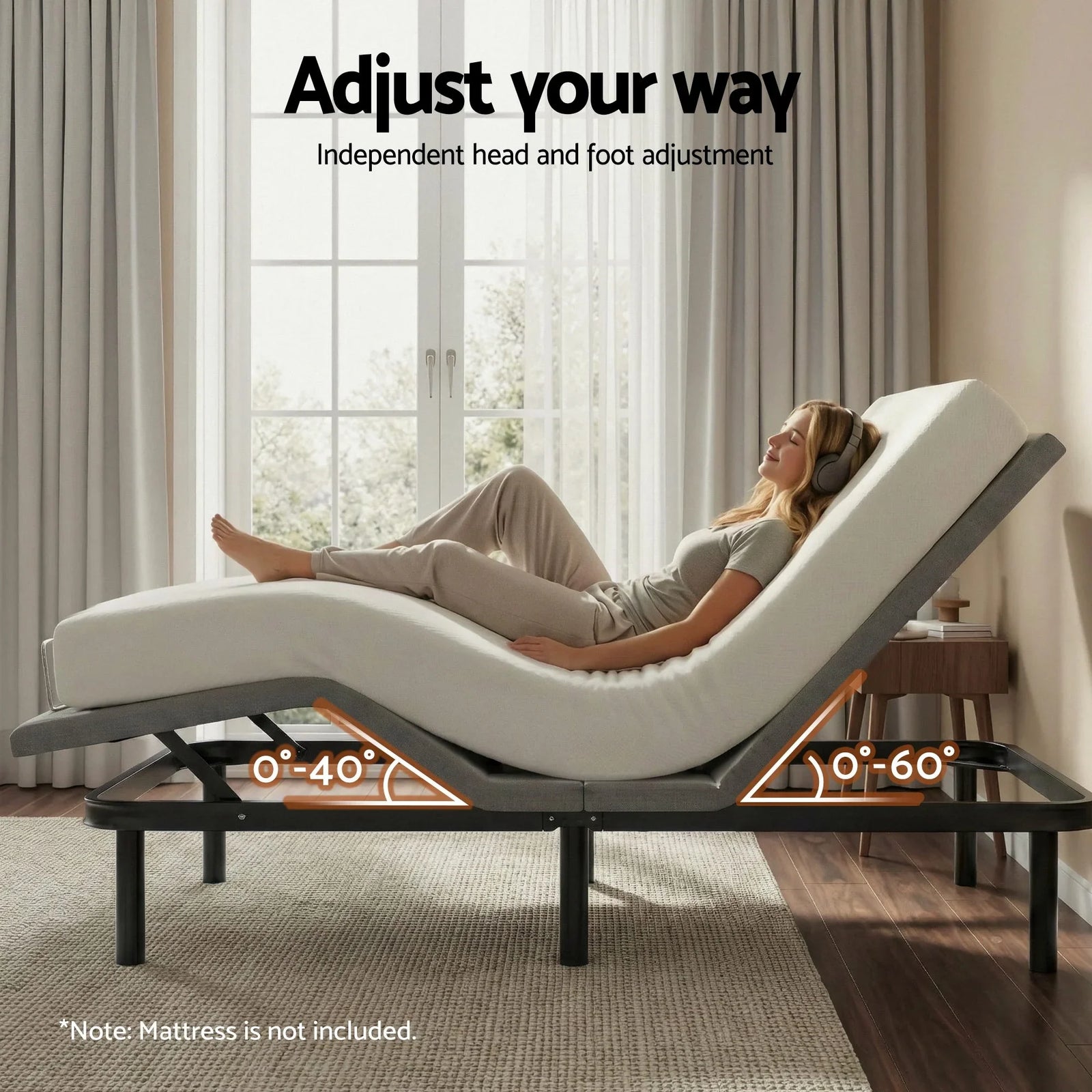 Adjustable Bed Frame Queen Size Electric Bed Base Wireless Remote Control Zero Gravity Power Bed Foundation