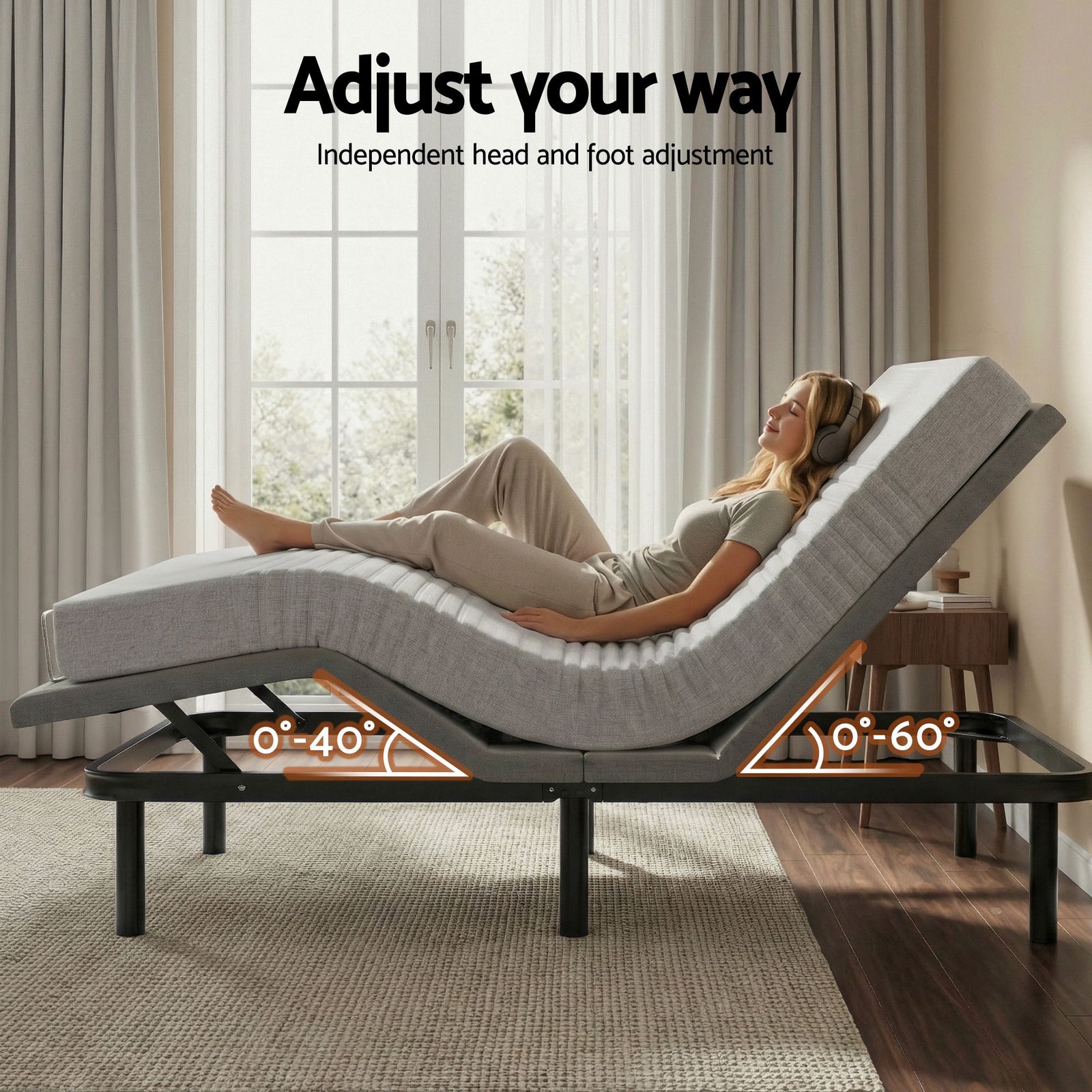 Double Adjustable Bed Frame & Mattress – Zero Gravity, 15cm Memory Foam
