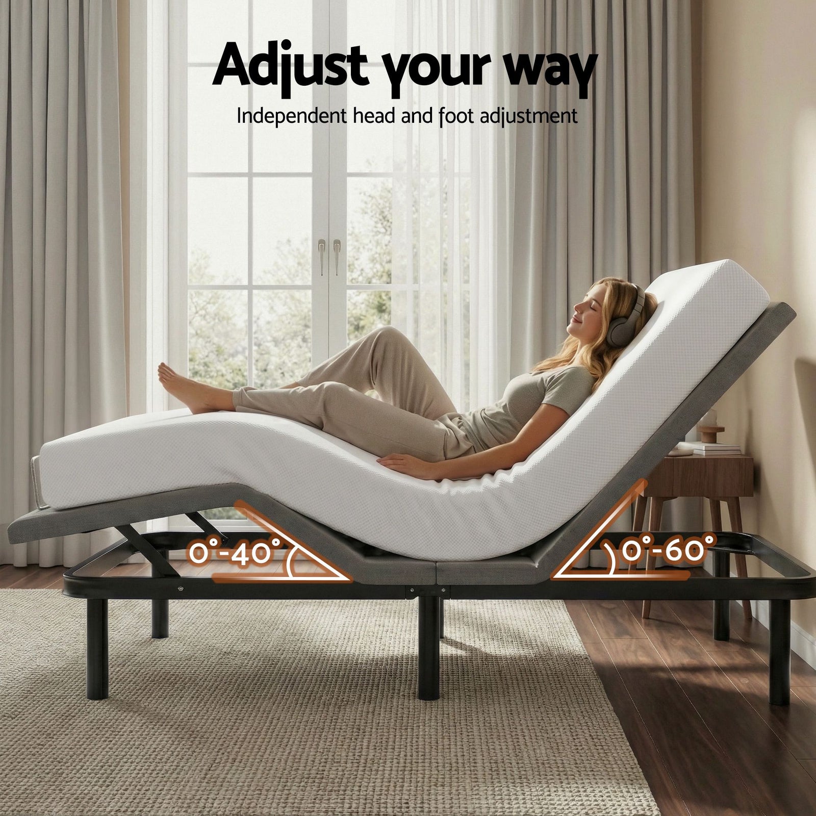 Adjustable Bed & Mattress King – 20cm PURE Foam, Head/Foot Lift, Remote