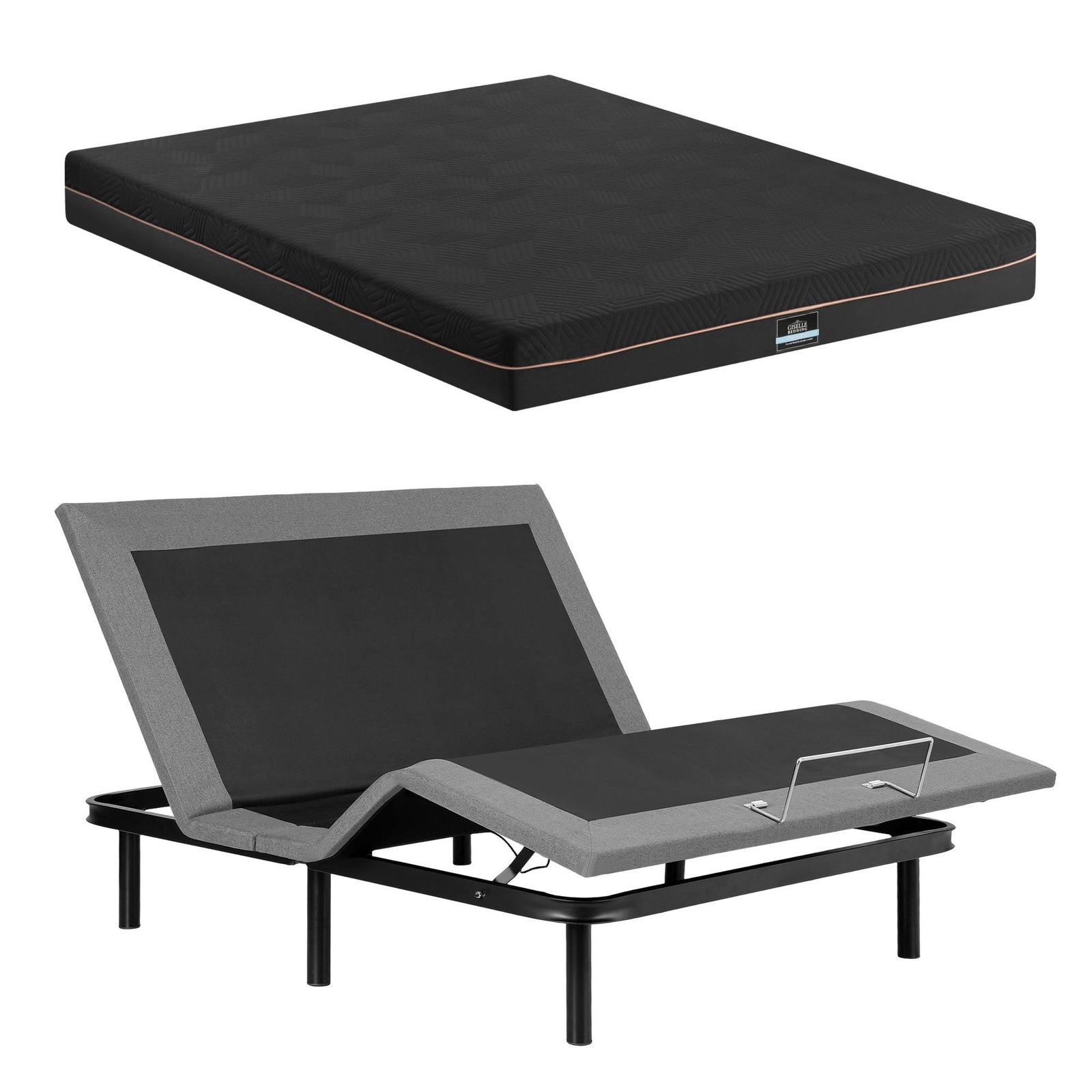 Adjustable Bed Frame Double + 18cm Mattress – Head/Foot Lift, Zero‑G, Black