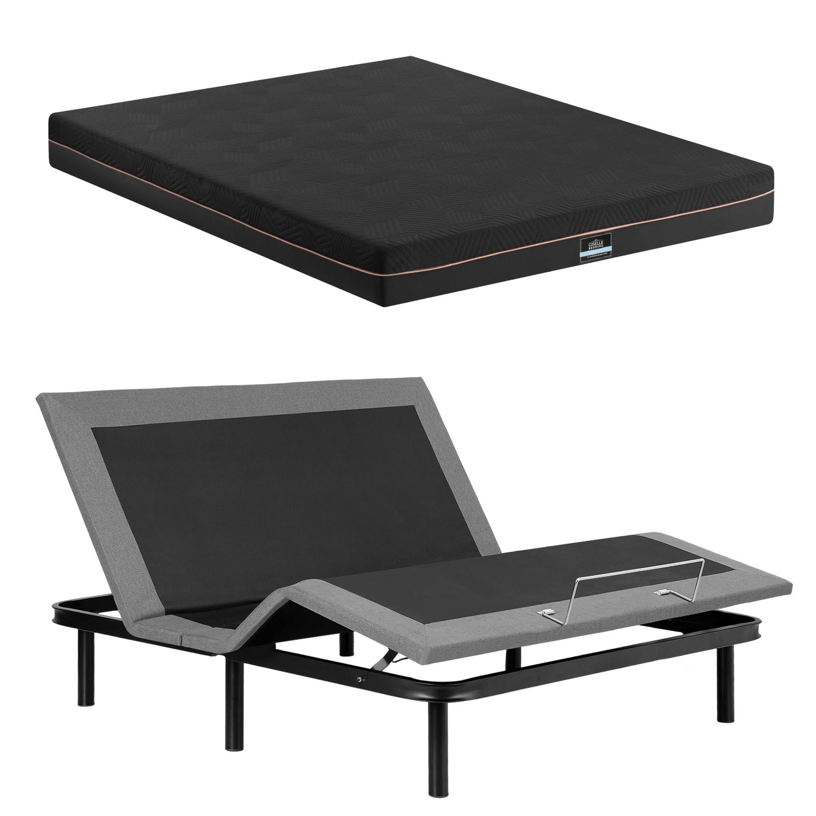 Adjustable Bed Frame King + 18cm Mattress – Head/Foot Lift, Zero‑G, Black