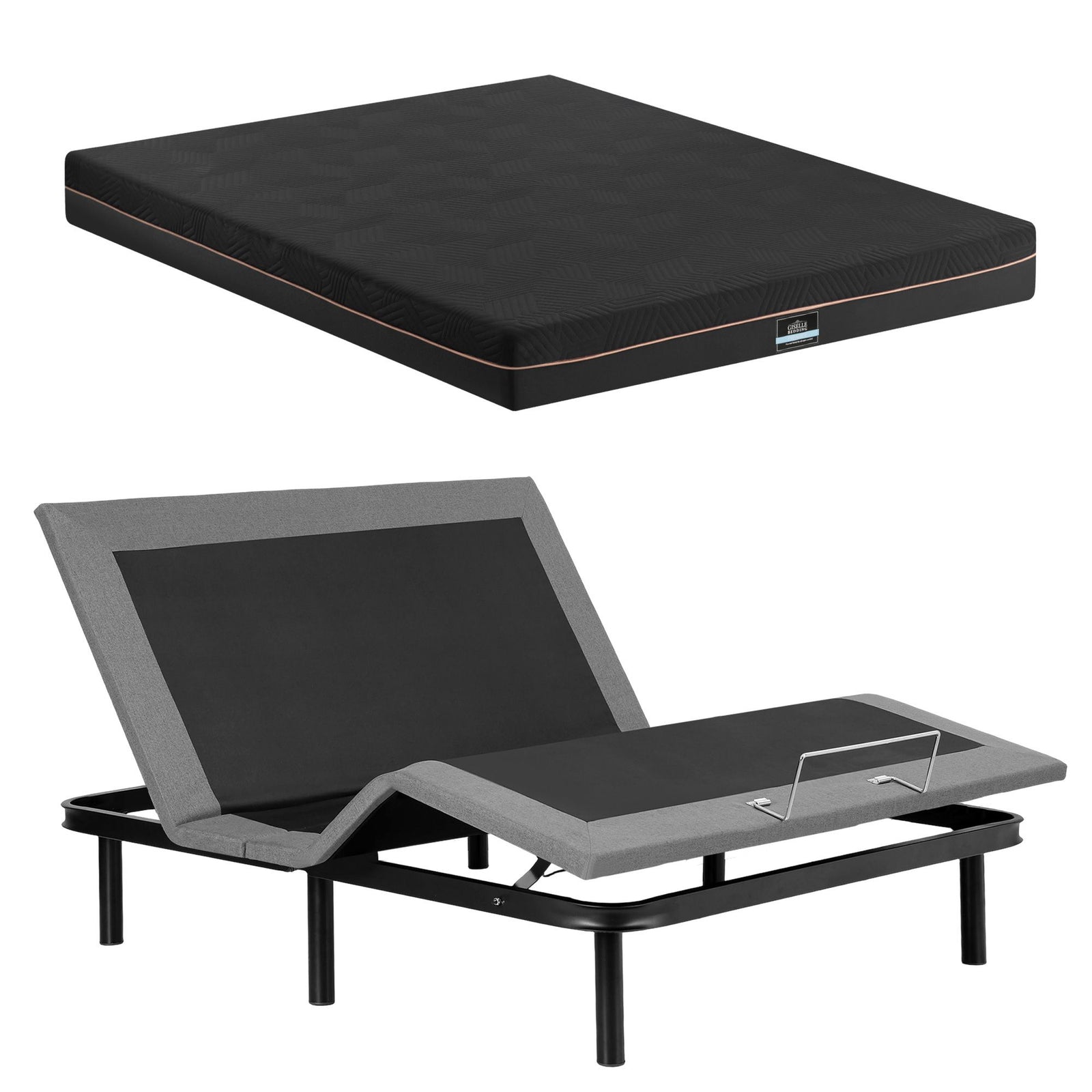 Adjustable Bed Frame Queen + 18cm Mattress – Head/Foot Lift, Zero‑G, Black