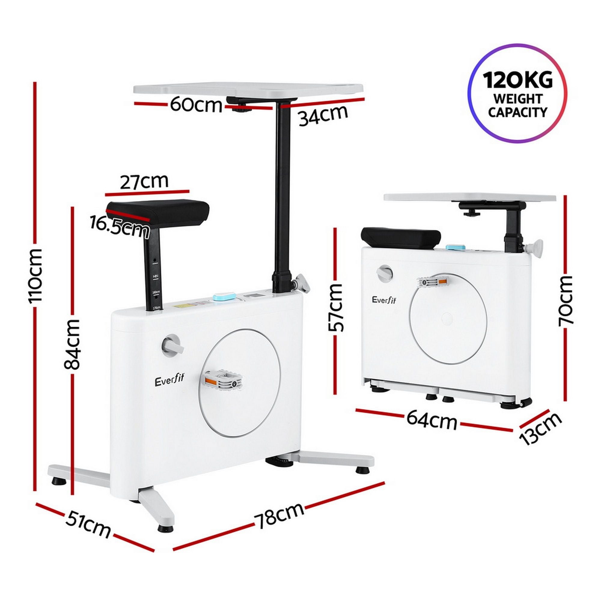 Exercise Bike Magnetic Desk Bike with Tabletop Fitness Home Workout Gym