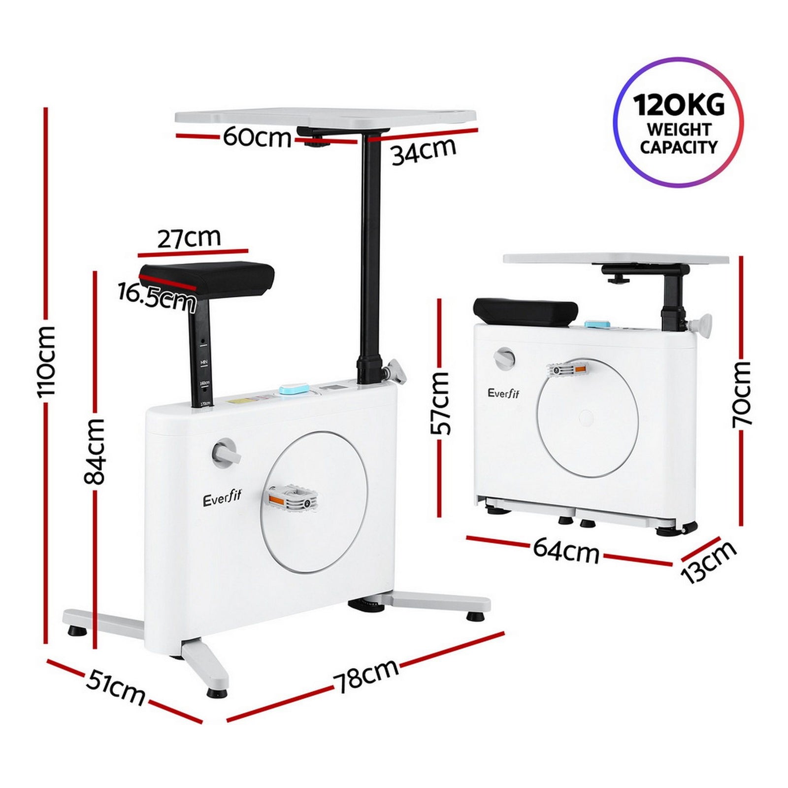 Exercise Bike Magnetic Desk Bike with Tabletop Fitness Home Workout Gym