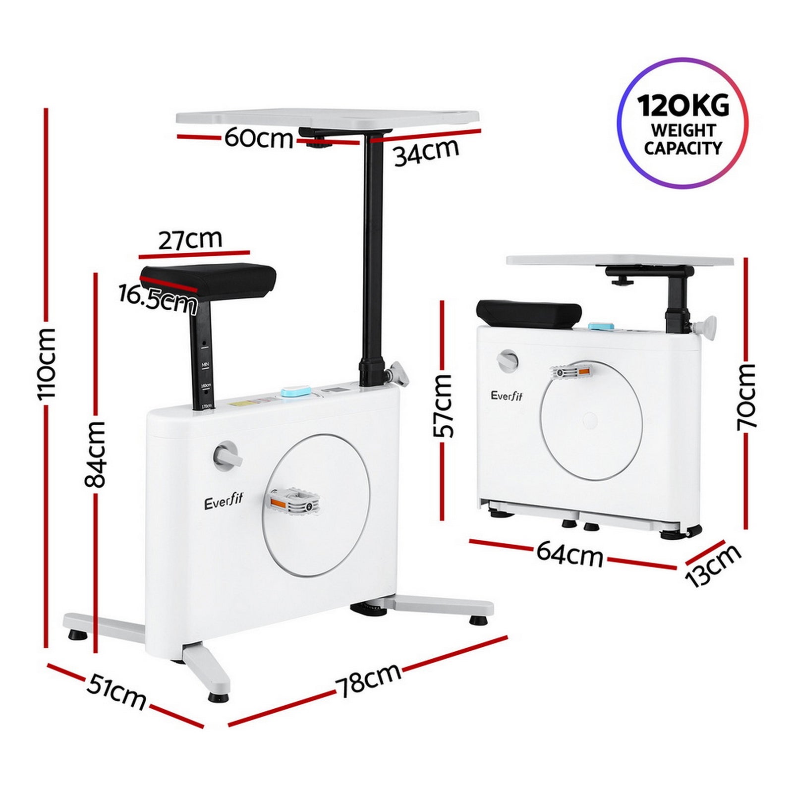 Exercise Bike Magnetic Desk Bike with Tabletop Fitness Home Workout Gym