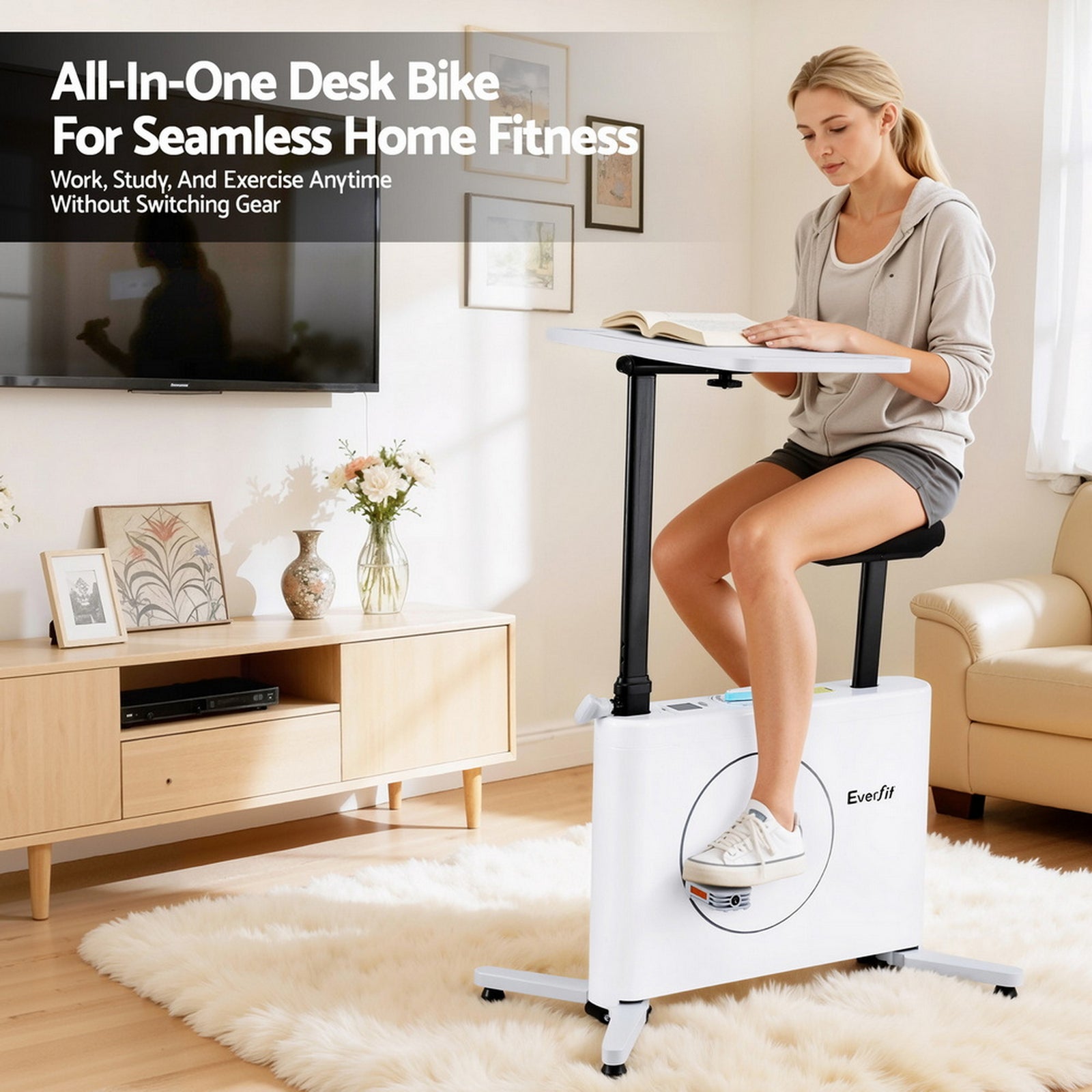 Exercise Bike Magnetic Desk Bike with Tabletop Fitness Home Workout Gym