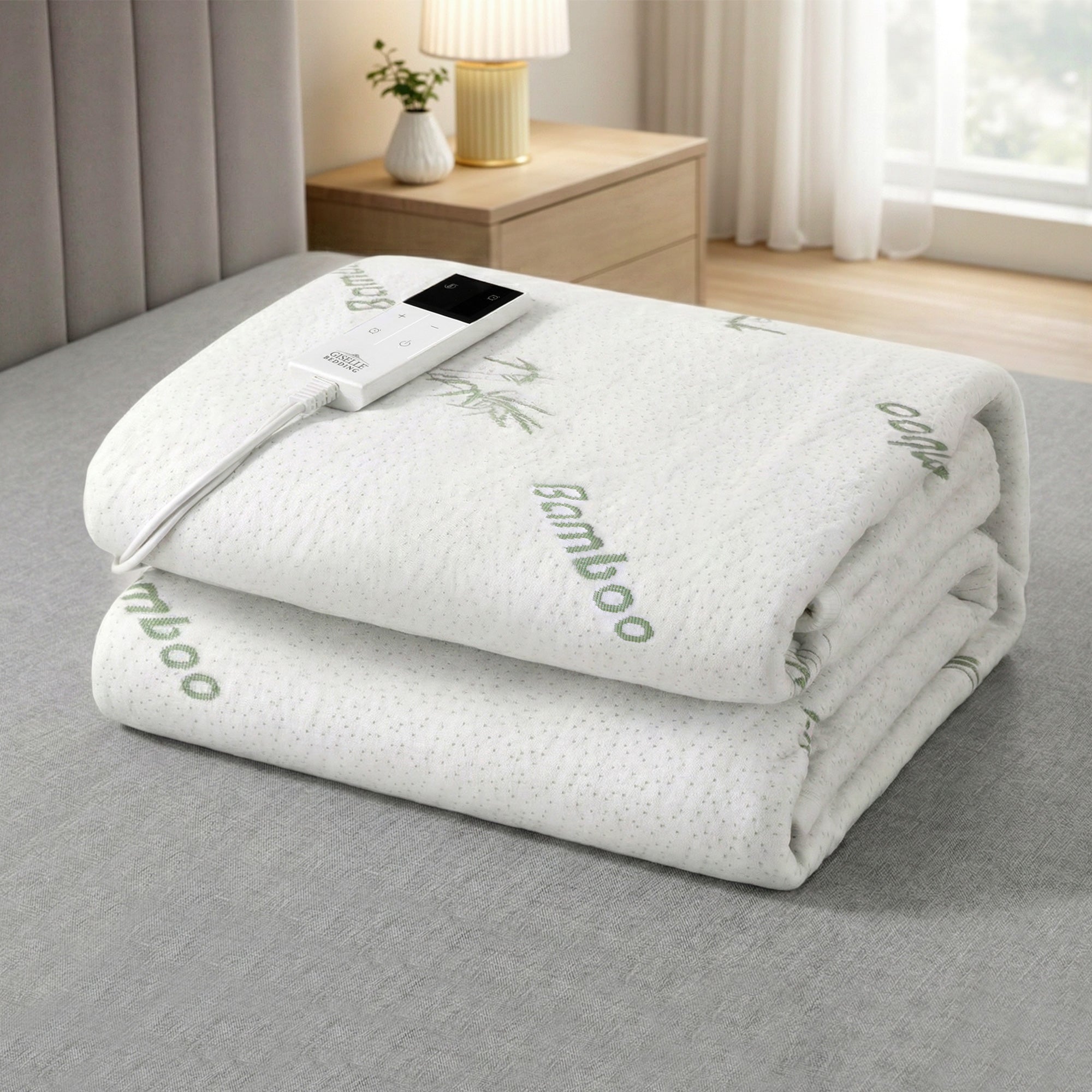 Electric Blanket Bamboo Fabric King Single Fitted Heated Pad Underlay Washable Winter