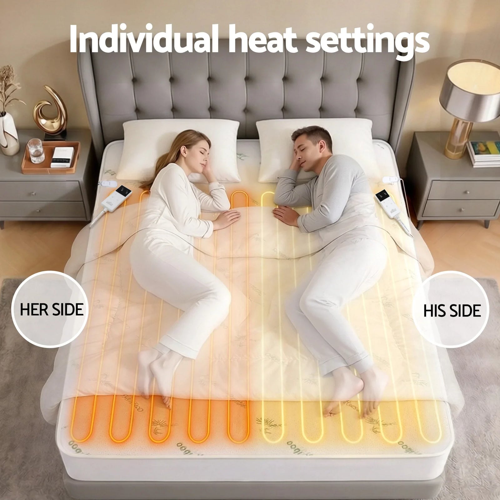Electric Blanket Bamboo Fabric Queen Fitted Heated Pad Underlay Washable Winter