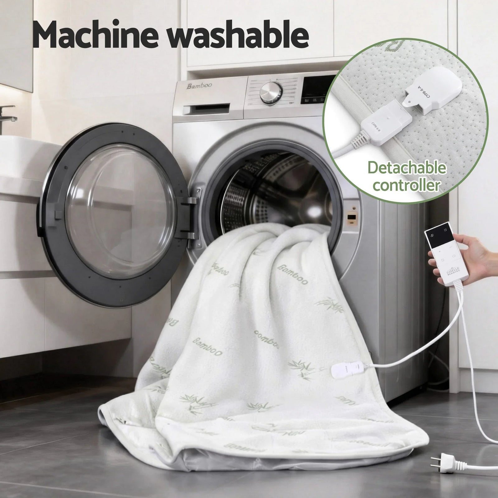 Electric Blanket Bamboo Fabric Single Fitted Heated Pad Underlay Washable Winter