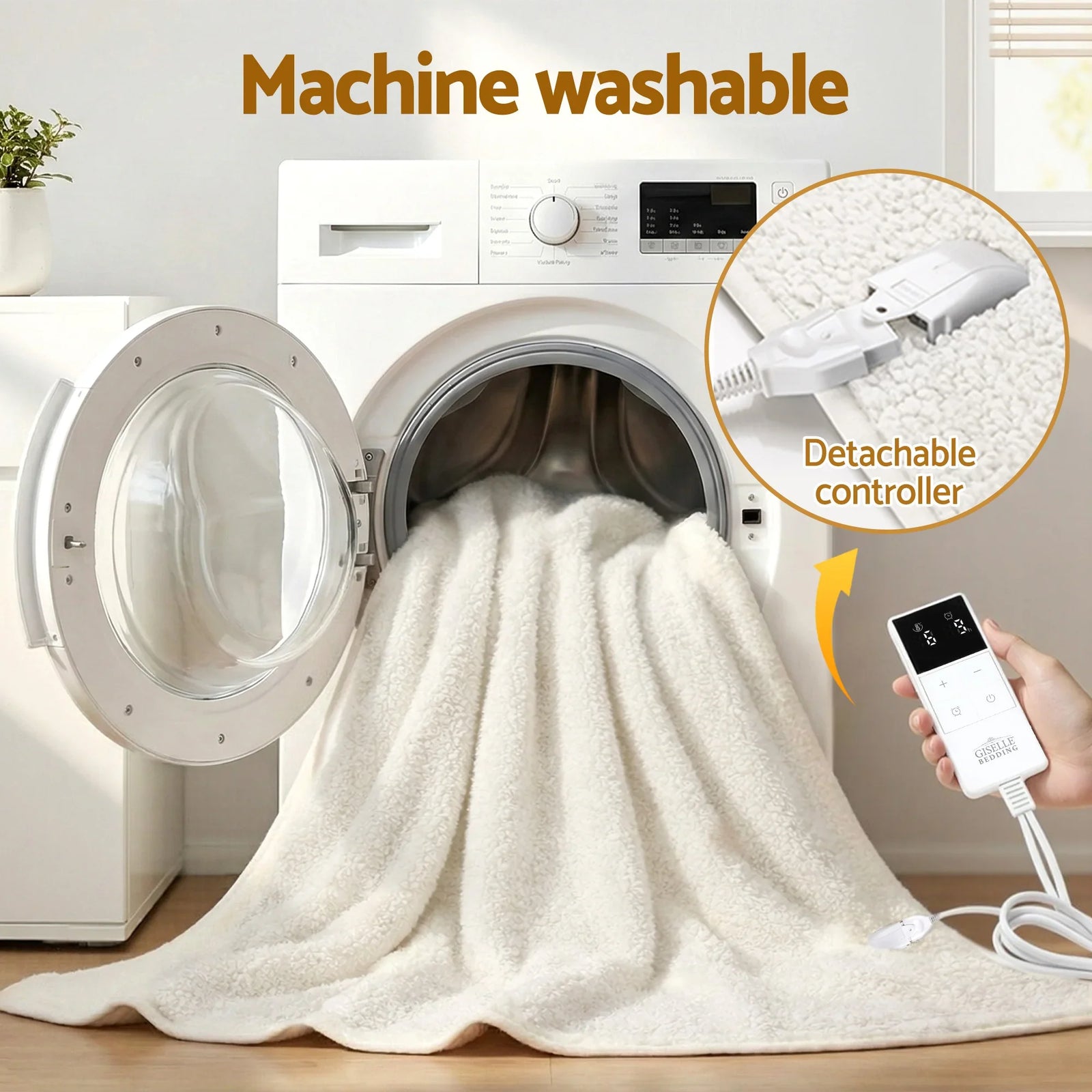 Electric Blanket LED Remote Sherpa Fleece Underlay Fully Fitted Machine Washable King Single