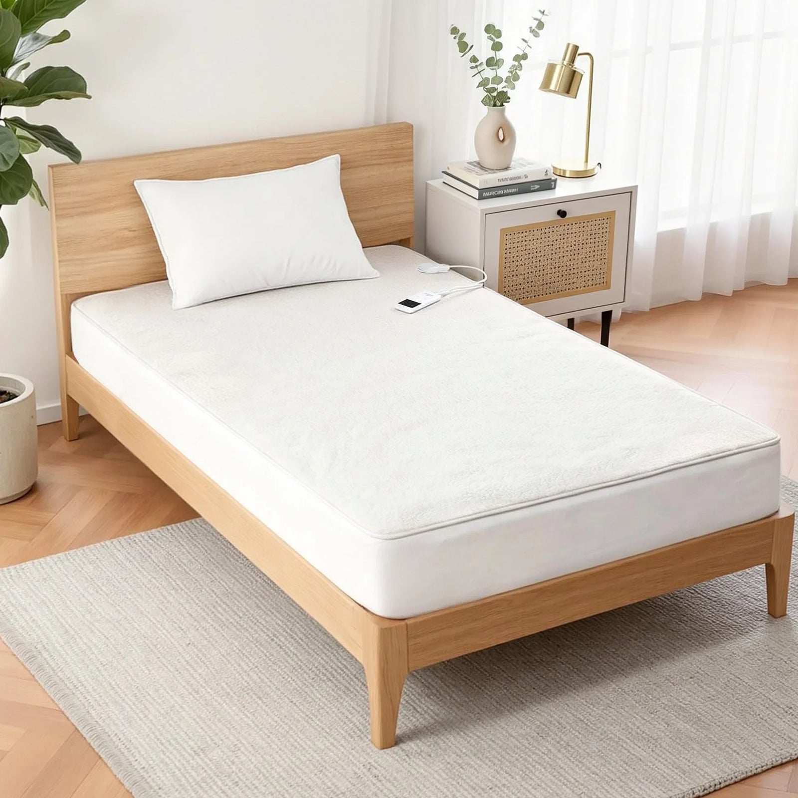 Electric Blanket LED Remote Sherpa Fleece Underlay Fully Fitted Machine Washable King Single
