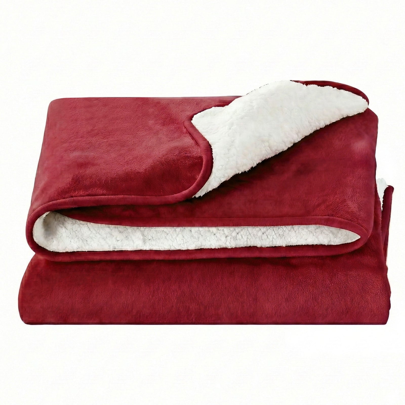 Electric Throw Rug Double Size 200x180cm Fleece Flannel Heated Blanket Burgundy