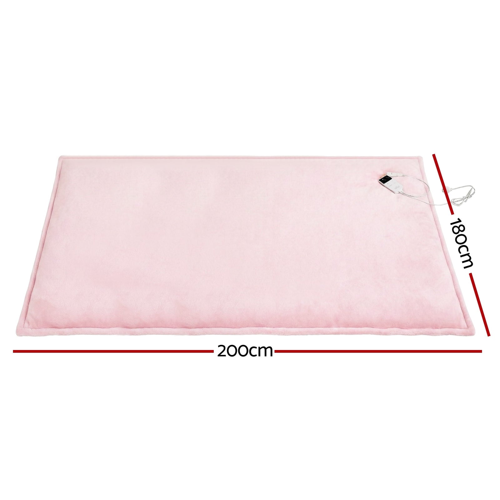 Electric Throw Rug Double Size 200x180cm Fleece Flannel Heated Blanket Pink
