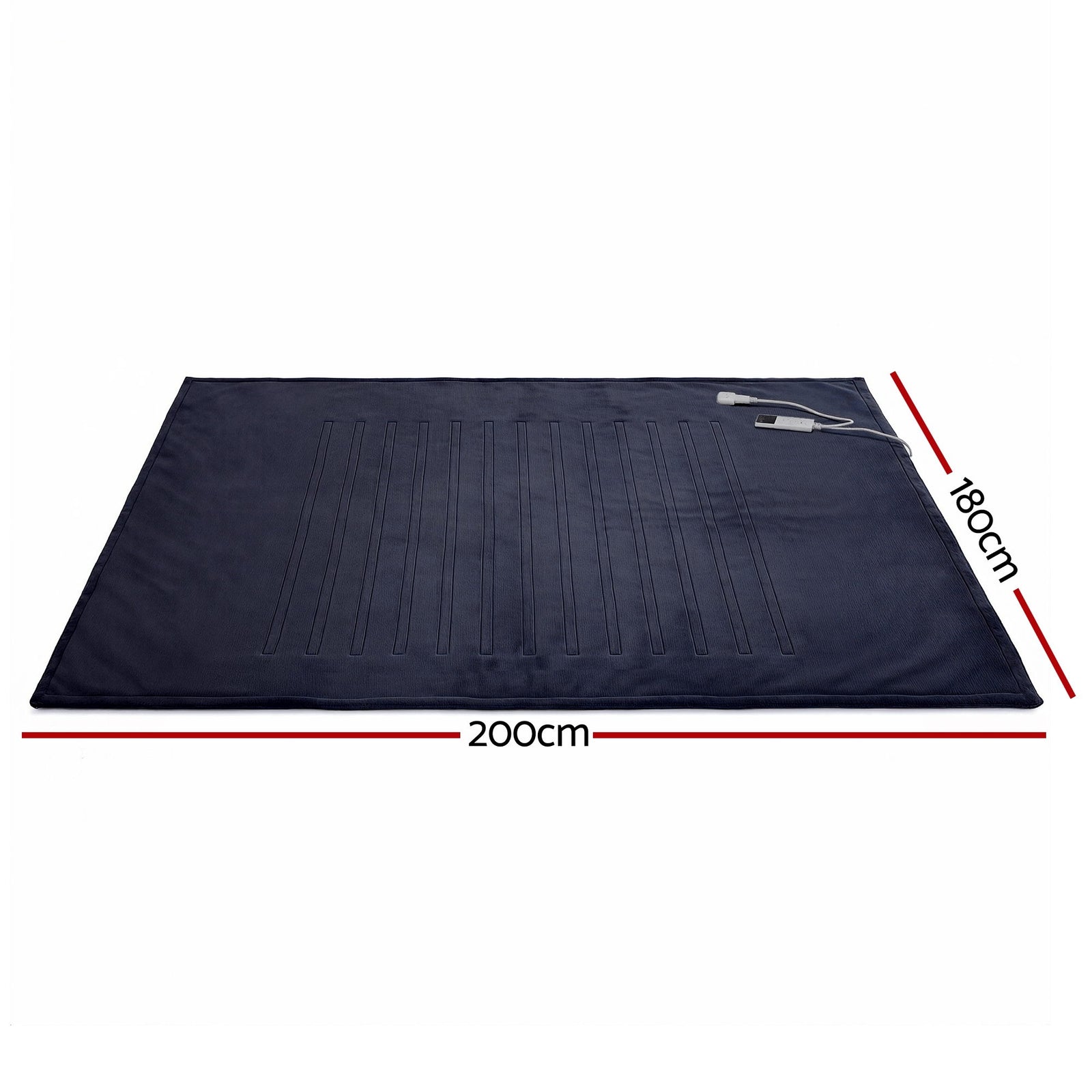 Electric Throw Rug Double Size 200x180cm Coral Fleece Heated Blanket Charcoal