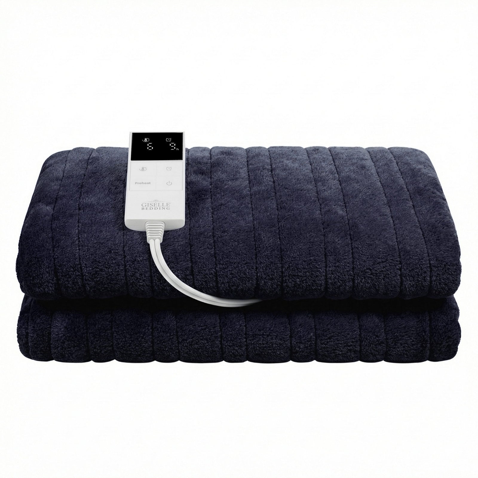 Electric Throw Rug Double Size 200x180cm Coral Fleece Heated Blanket Charcoal