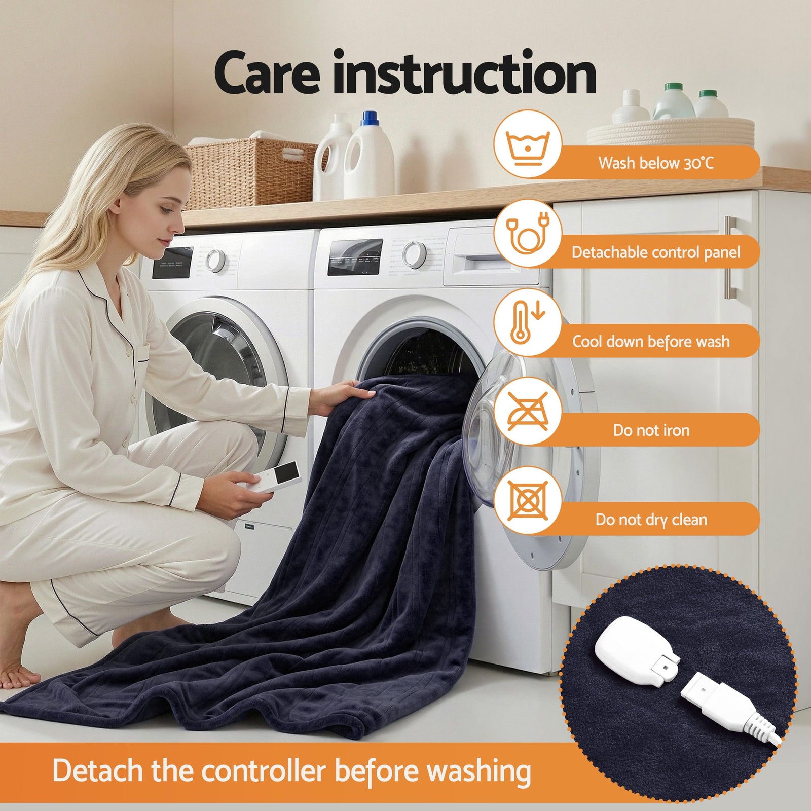 Electric Throw Rug Double Size 200x180cm Coral Fleece Heated Blanket Charcoal