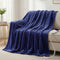 Electric Throw Rug Double Size 200x180cm Coral Fleece Heated Blanket Navy Blue