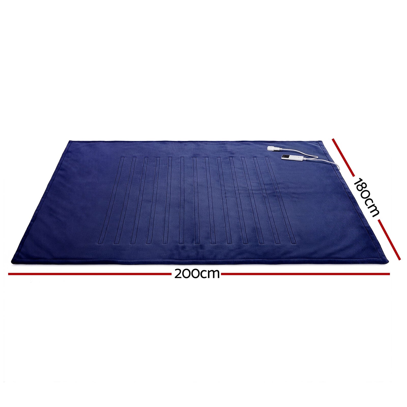 Electric Throw Rug Double Size 200x180cm Coral Fleece Heated Blanket Navy Blue