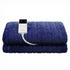 Electric Throw Rug Double Size 200x180cm Coral Fleece Heated Blanket Navy Blue