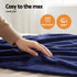 Electric Throw Rug Double Size 200x180cm Coral Fleece Heated Blanket Navy Blue