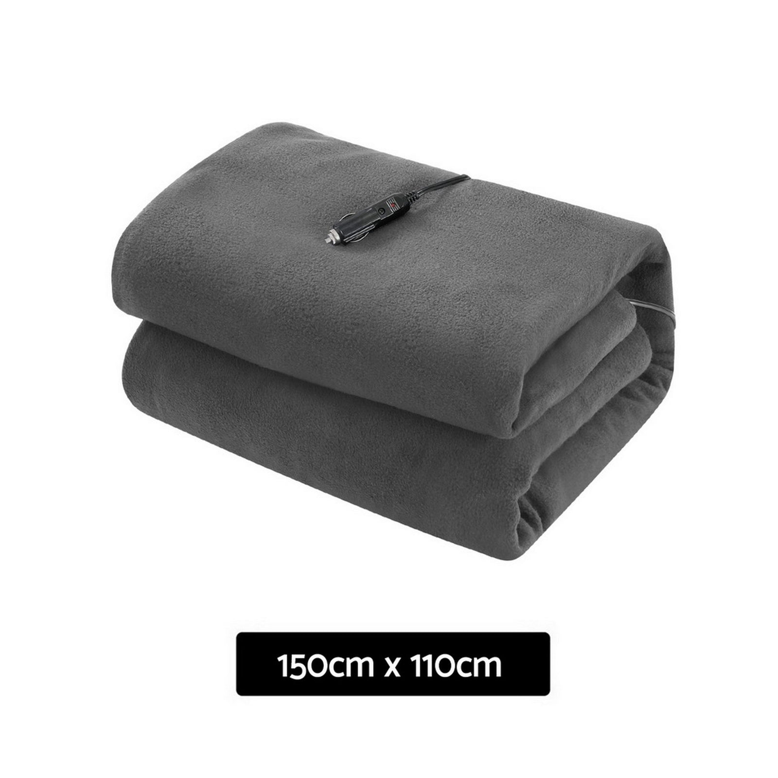 Electric Heated Car Blanket – 12V Travel Throw Rug Grey 150×110cm