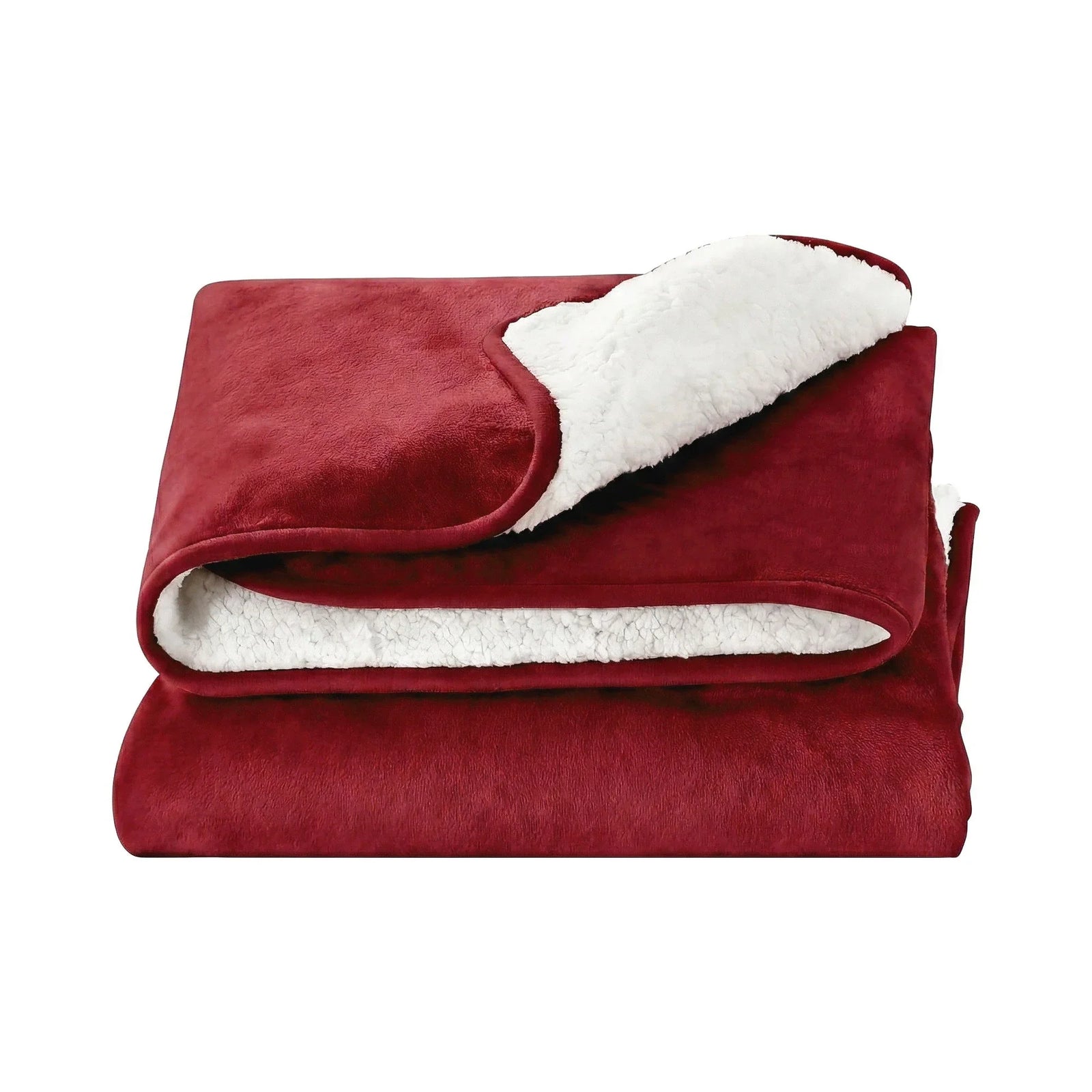 Electric Throw Rug Dual Side Fleece Flannel Heated Blanket Burgundy