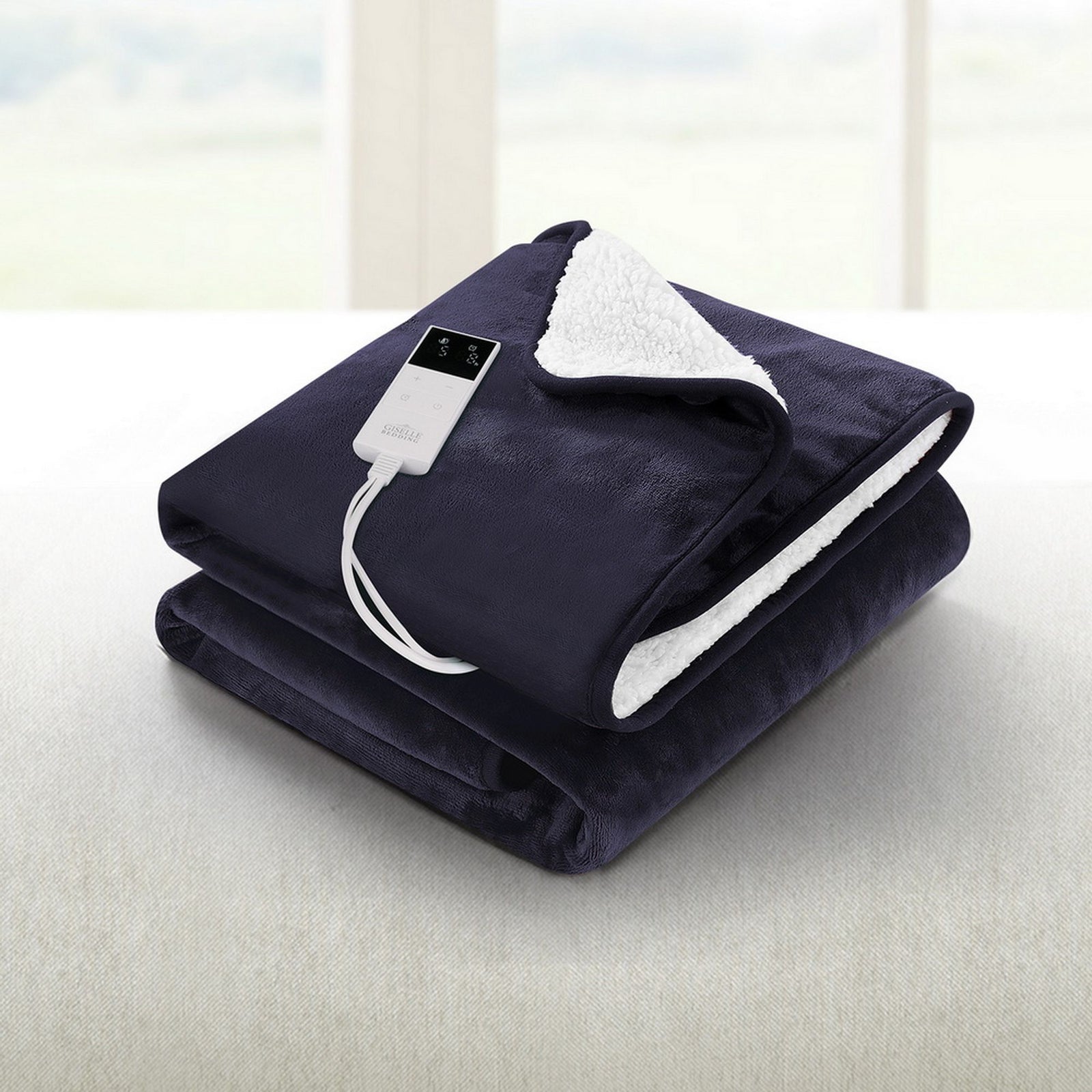 Electric Throw Rug Heated Blanket – Fleece Sherpa 9‑Heat Charcoal