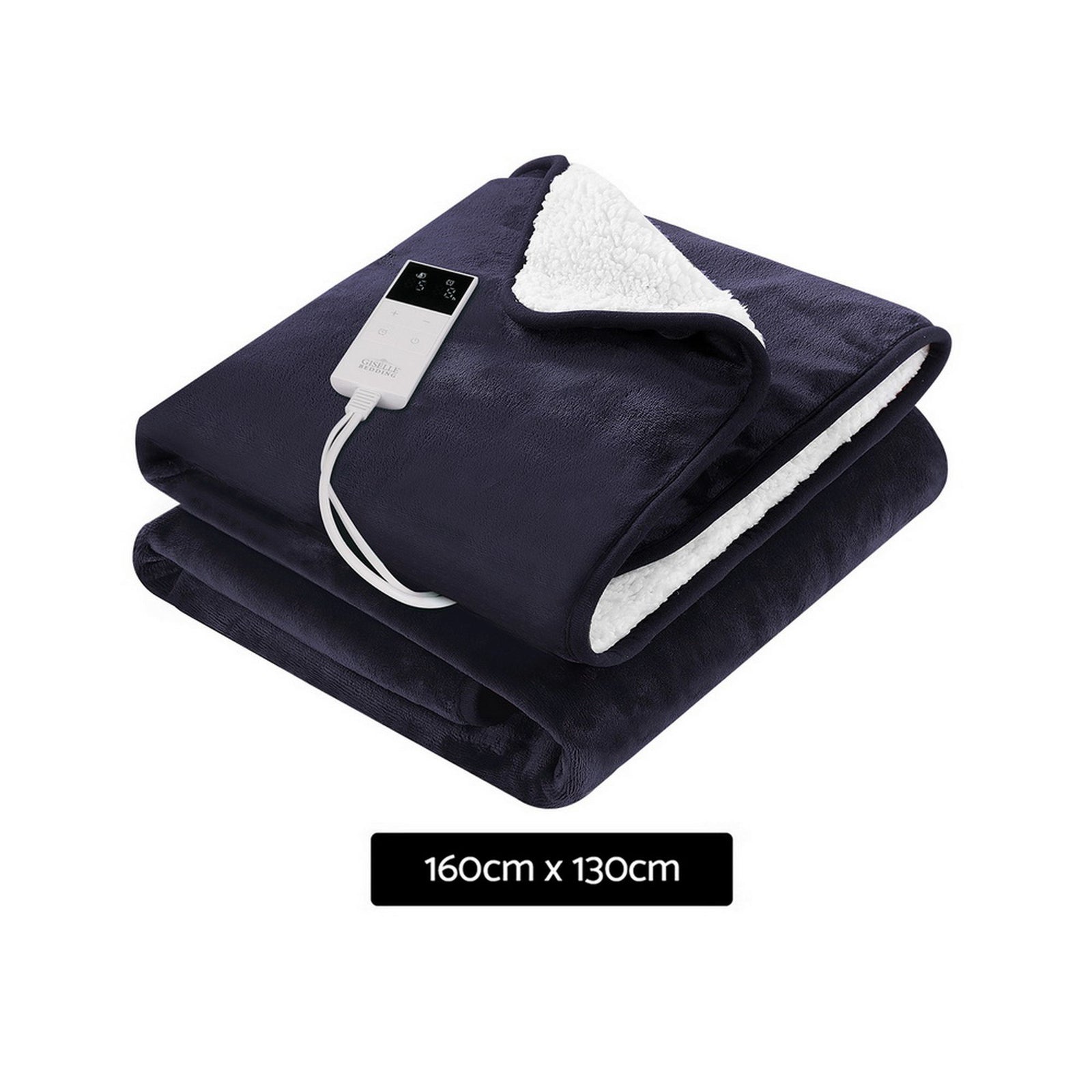 Electric Throw Rug Heated Blanket – Fleece Sherpa 9‑Heat Charcoal