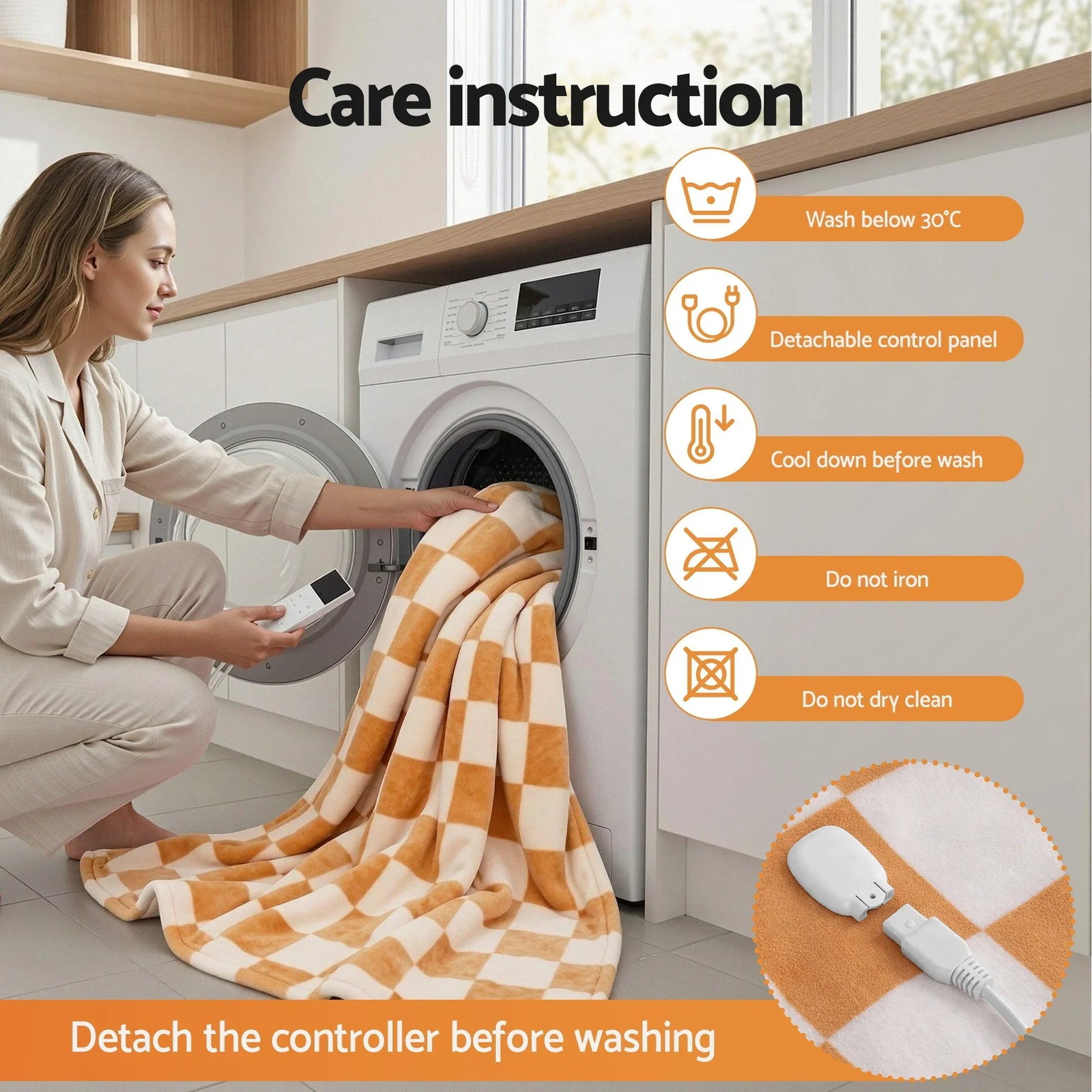 Electric Throw Rug Dual Side Fleece Flannel Heated Blanket Yellow