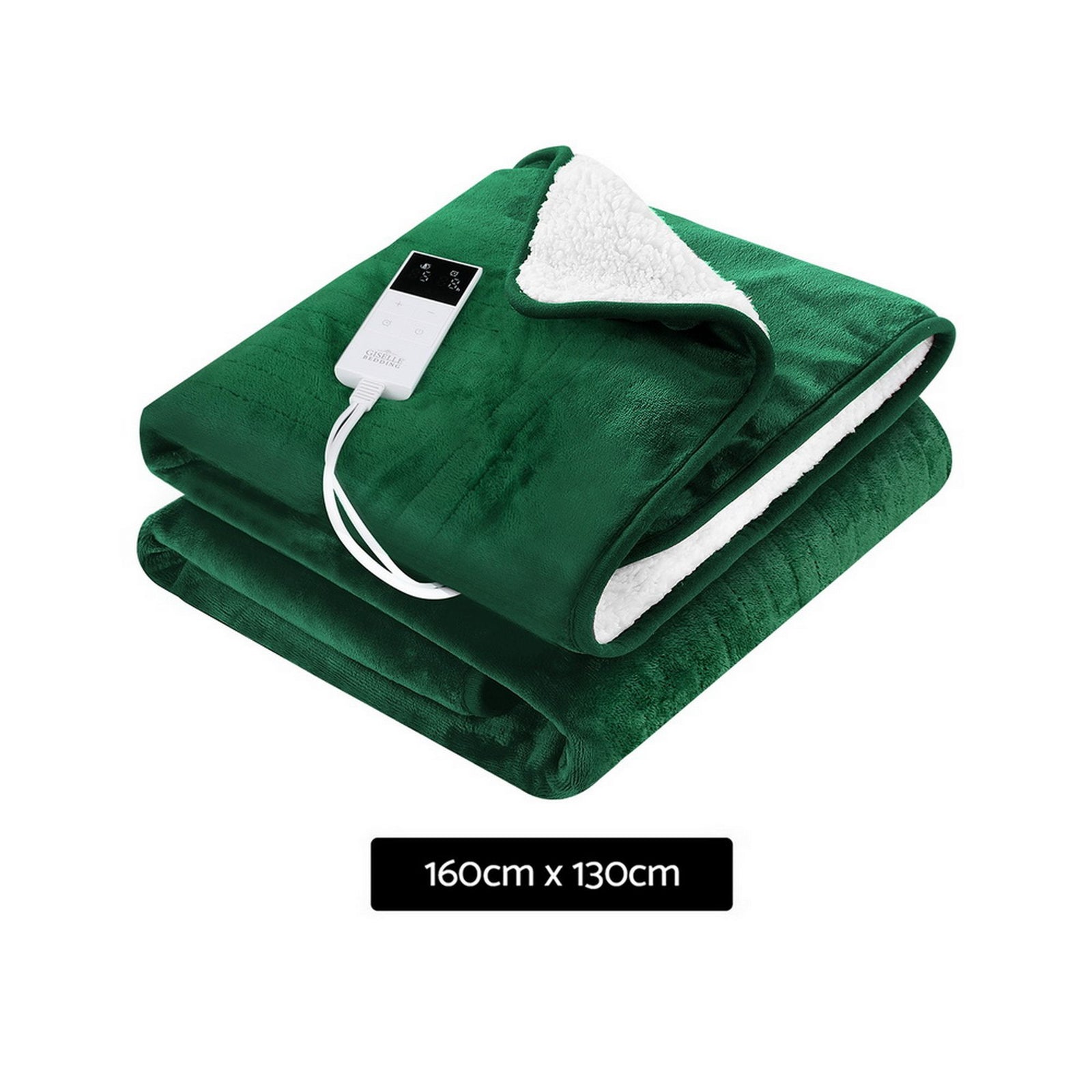 Electric Heated Throw Blanket Flannel Sherpa 160x130cm Green