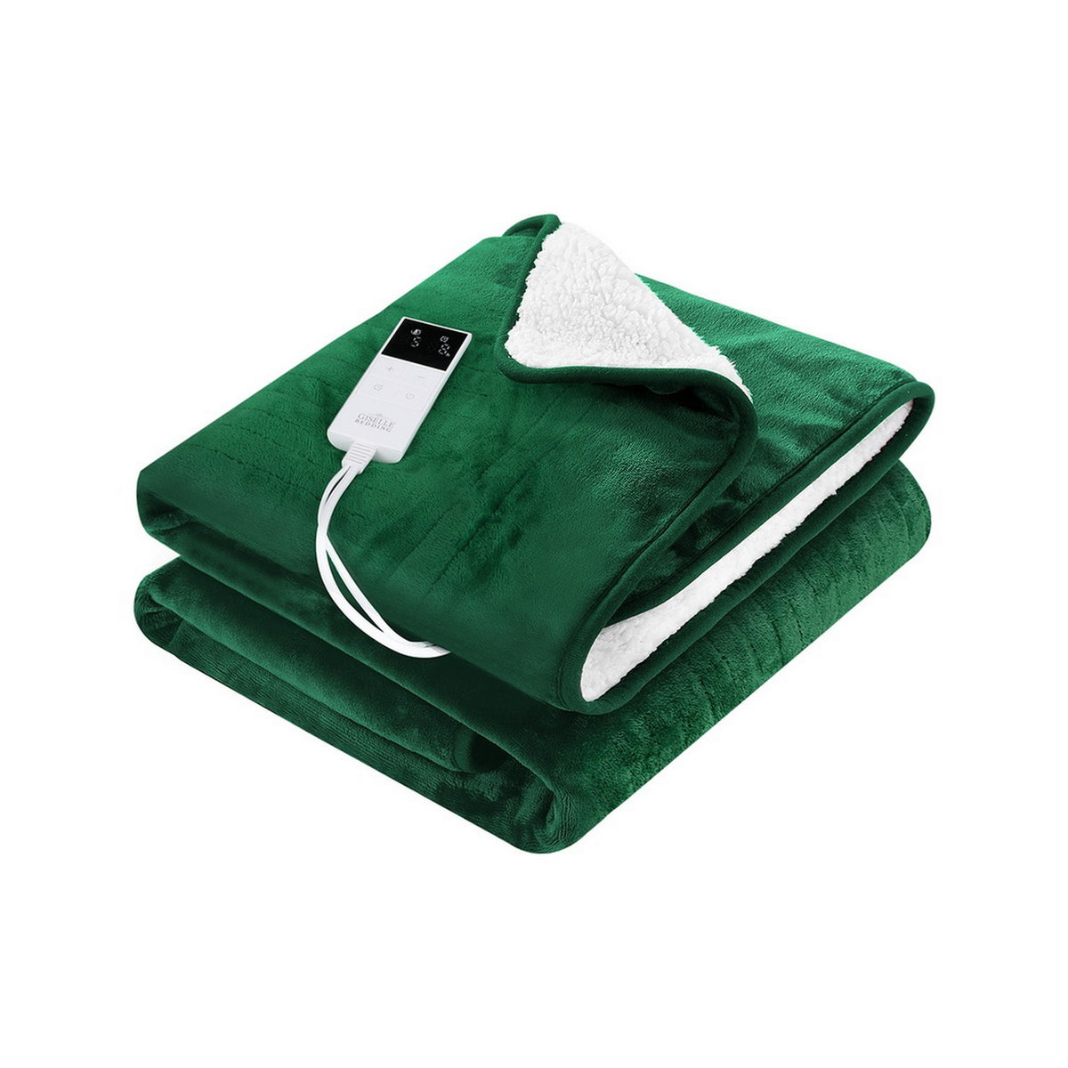 Electric Heated Throw Blanket Flannel Sherpa 160x130cm Green