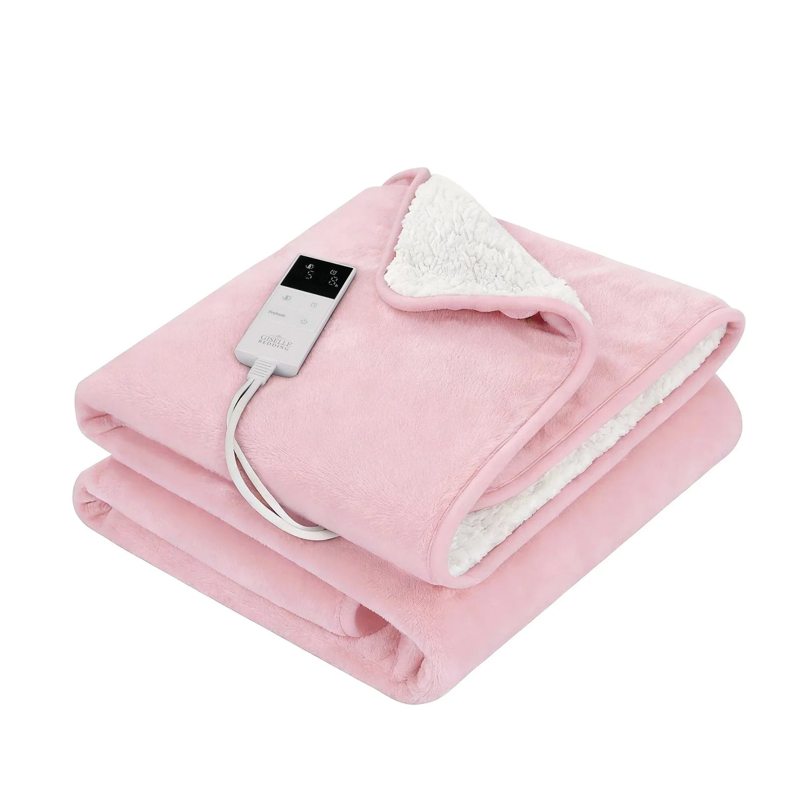 Electric Throw Rug Dual Side Fleece Flannel Heated Blanket Pink
